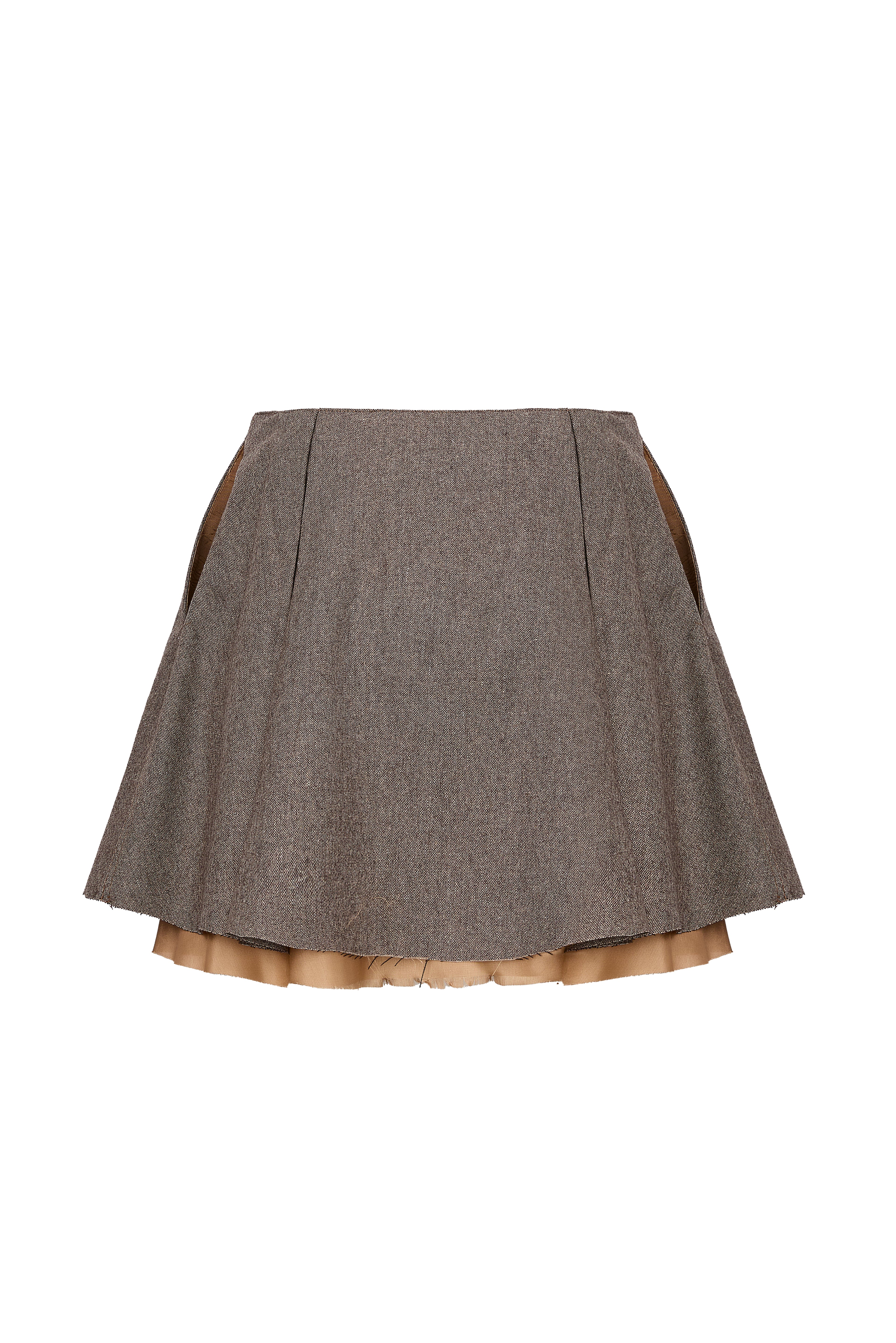 Fustă Mini Gri Taupe din Lana