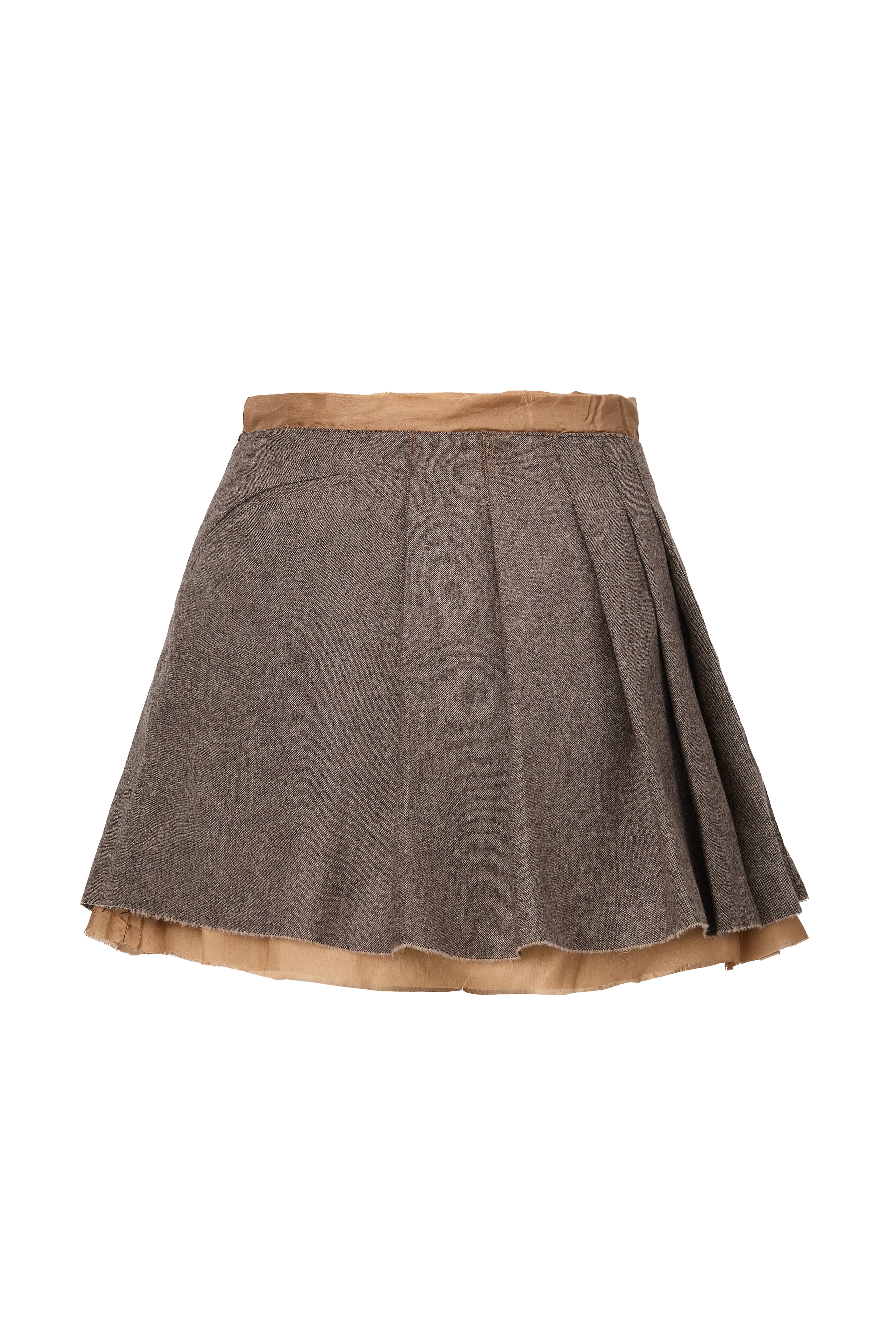 Fusta Mini Gri Taupe si Captuseala din Lana