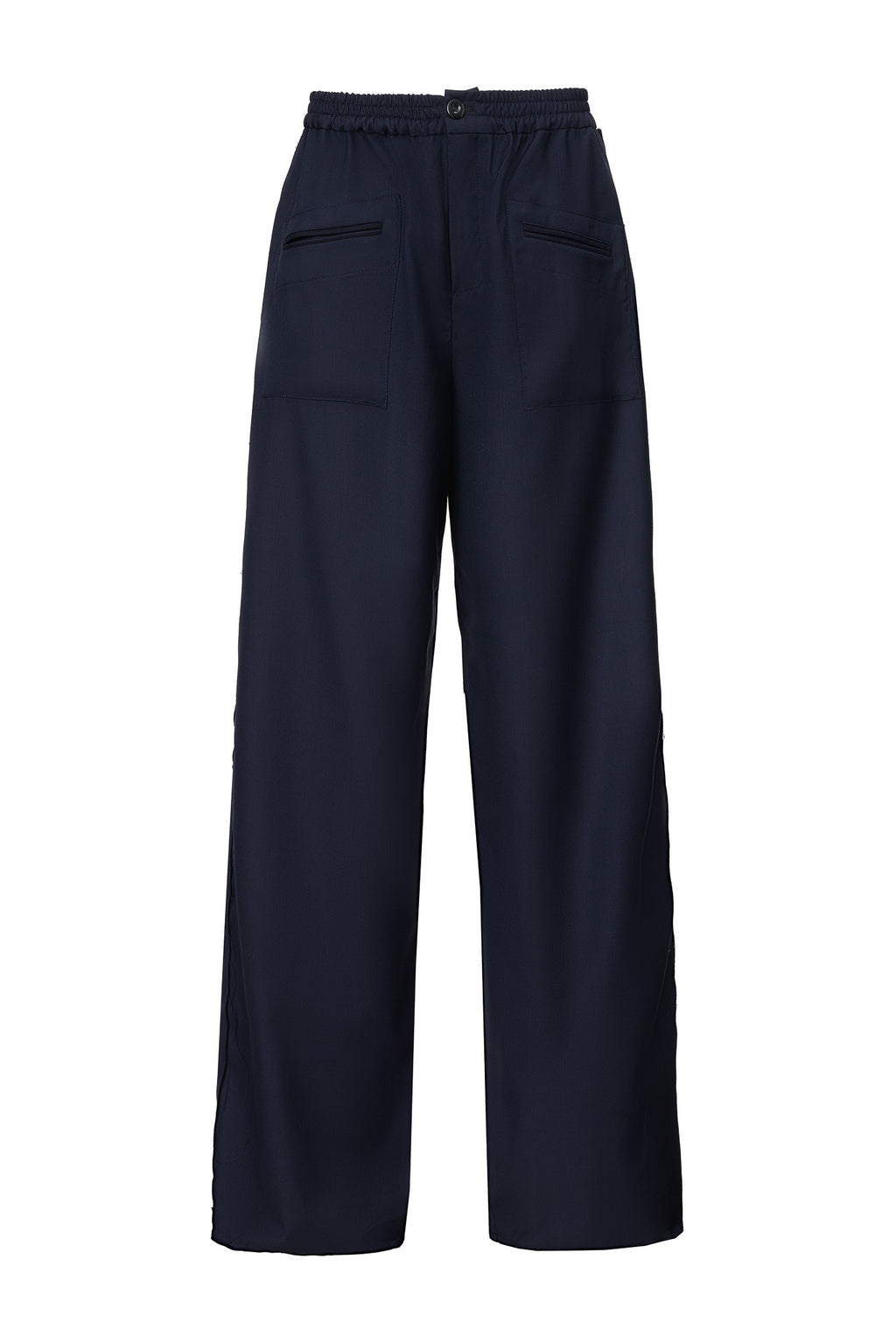 Pantaloni Bleumarin cu Buzunare Frontale Aplicate