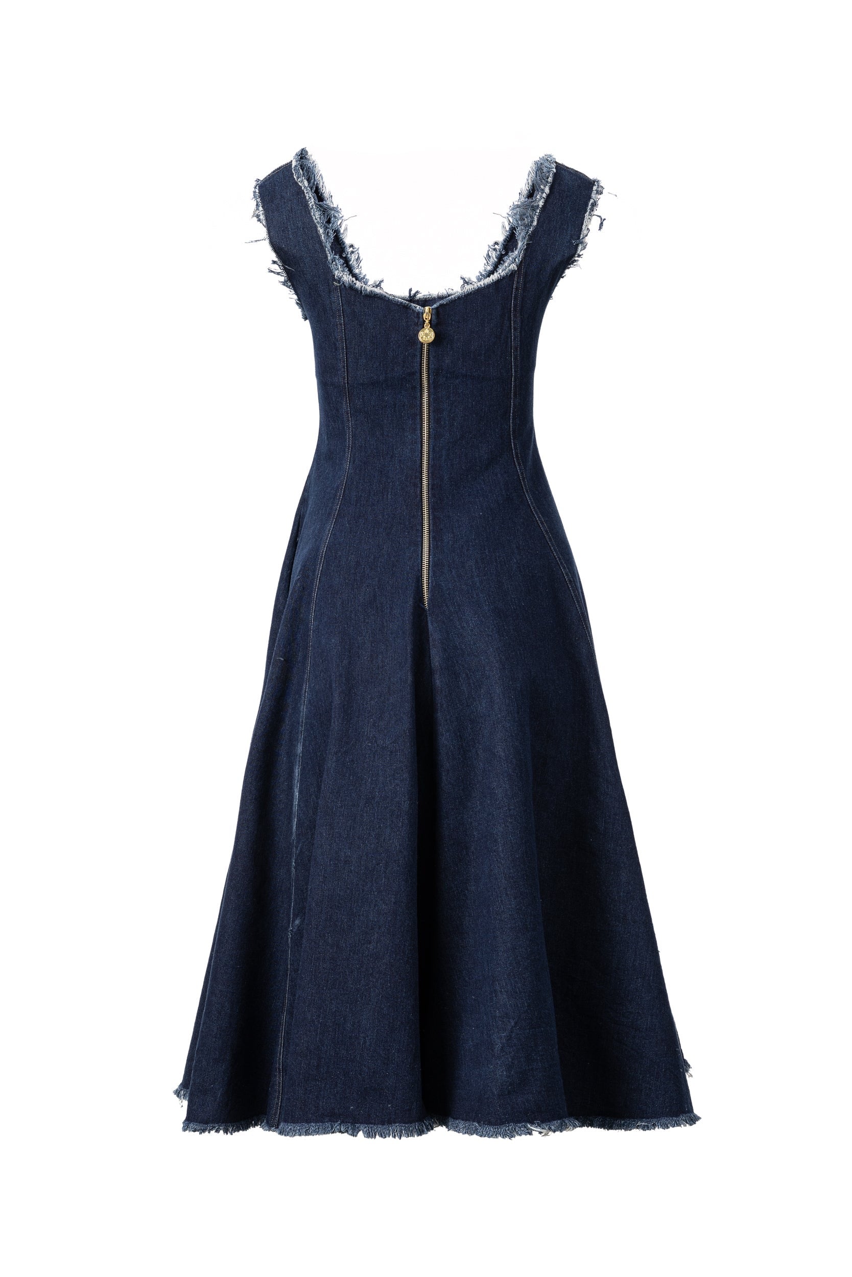 Rochie Midi Denim cu Margini Franjurate