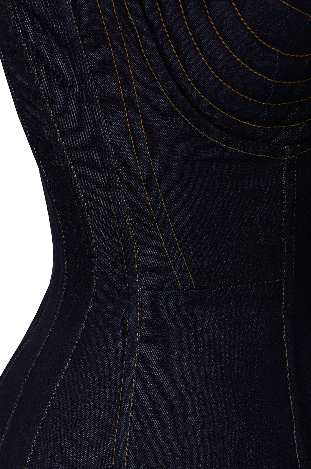 Corset Denim si Cusaturi Contrastante