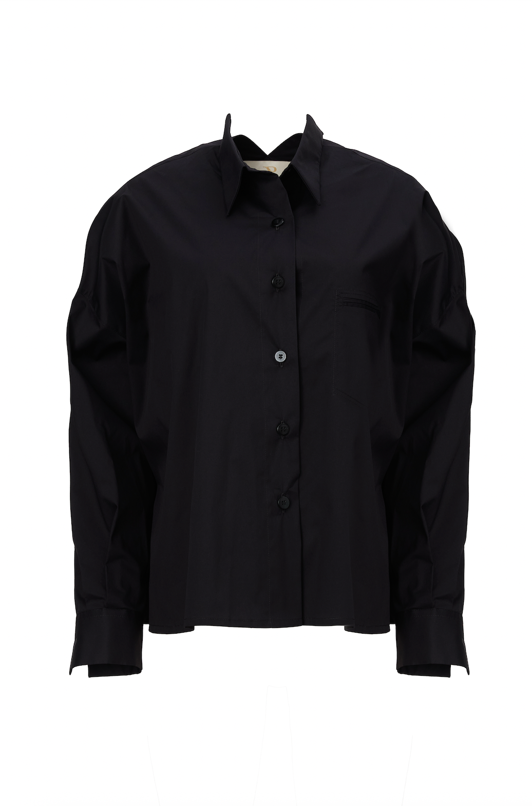 Camasa Neagra cu Guler in V la Spate