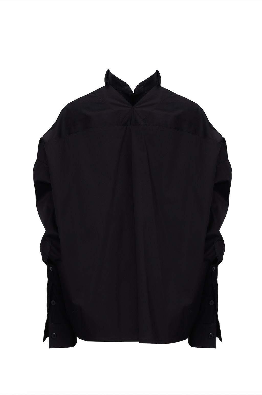 Camasa Neagra cu Guler in V la Spate