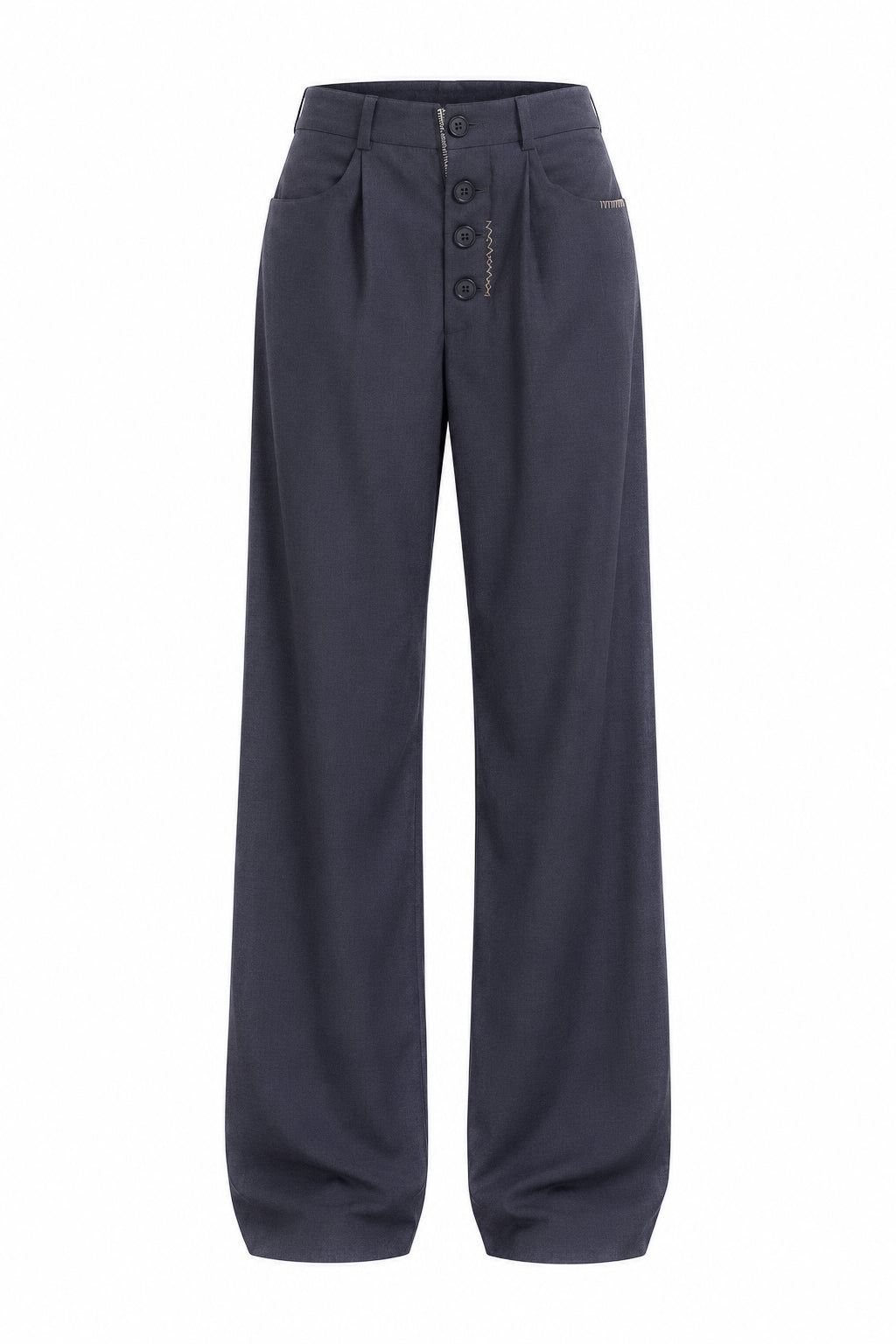 Pantaloni Baggy Gri Antracit cu Talie Joasa