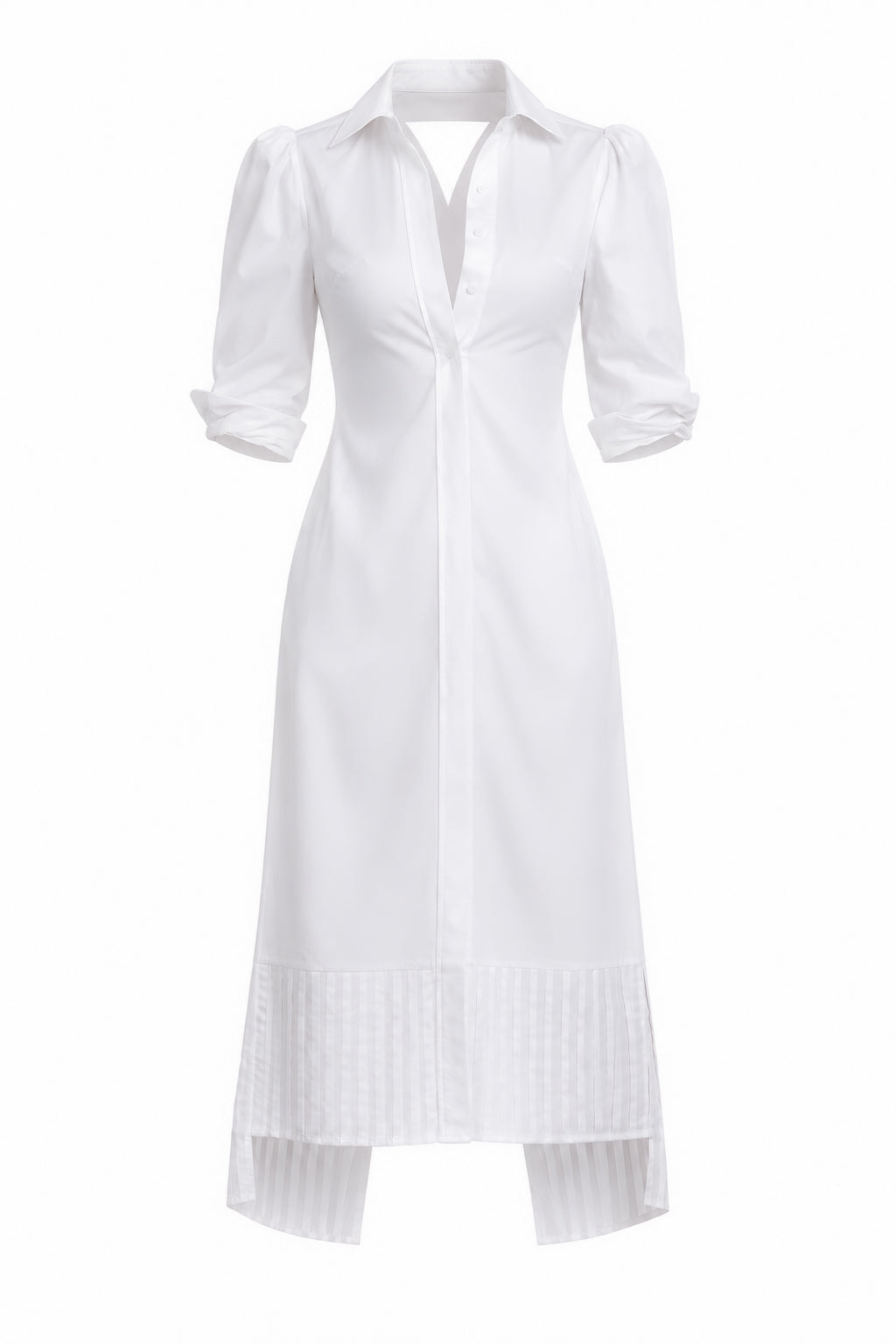 Rochie-Camasa Midi Alba cu Spate Decupat
