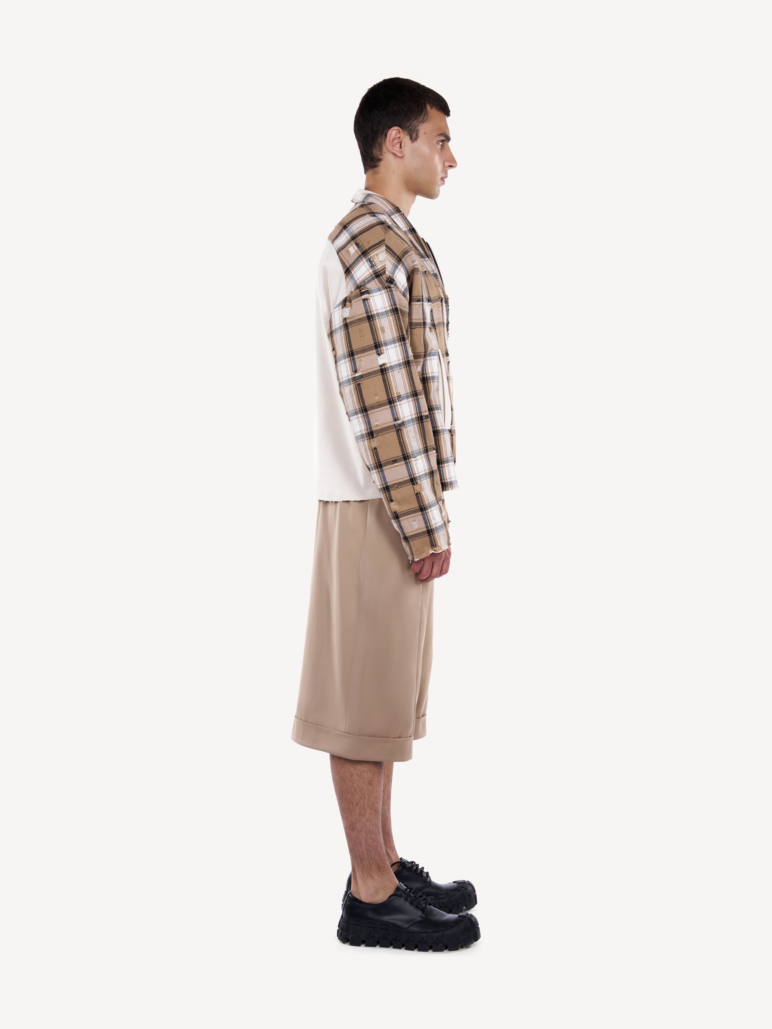 Pantaloni crop cu inchidere pe picior