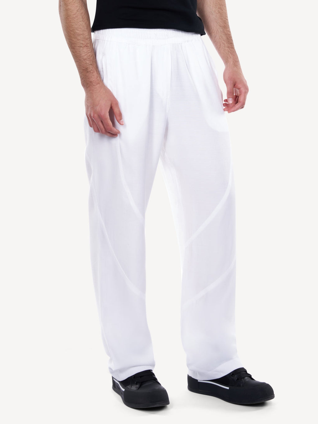 Pantaloni din in alb