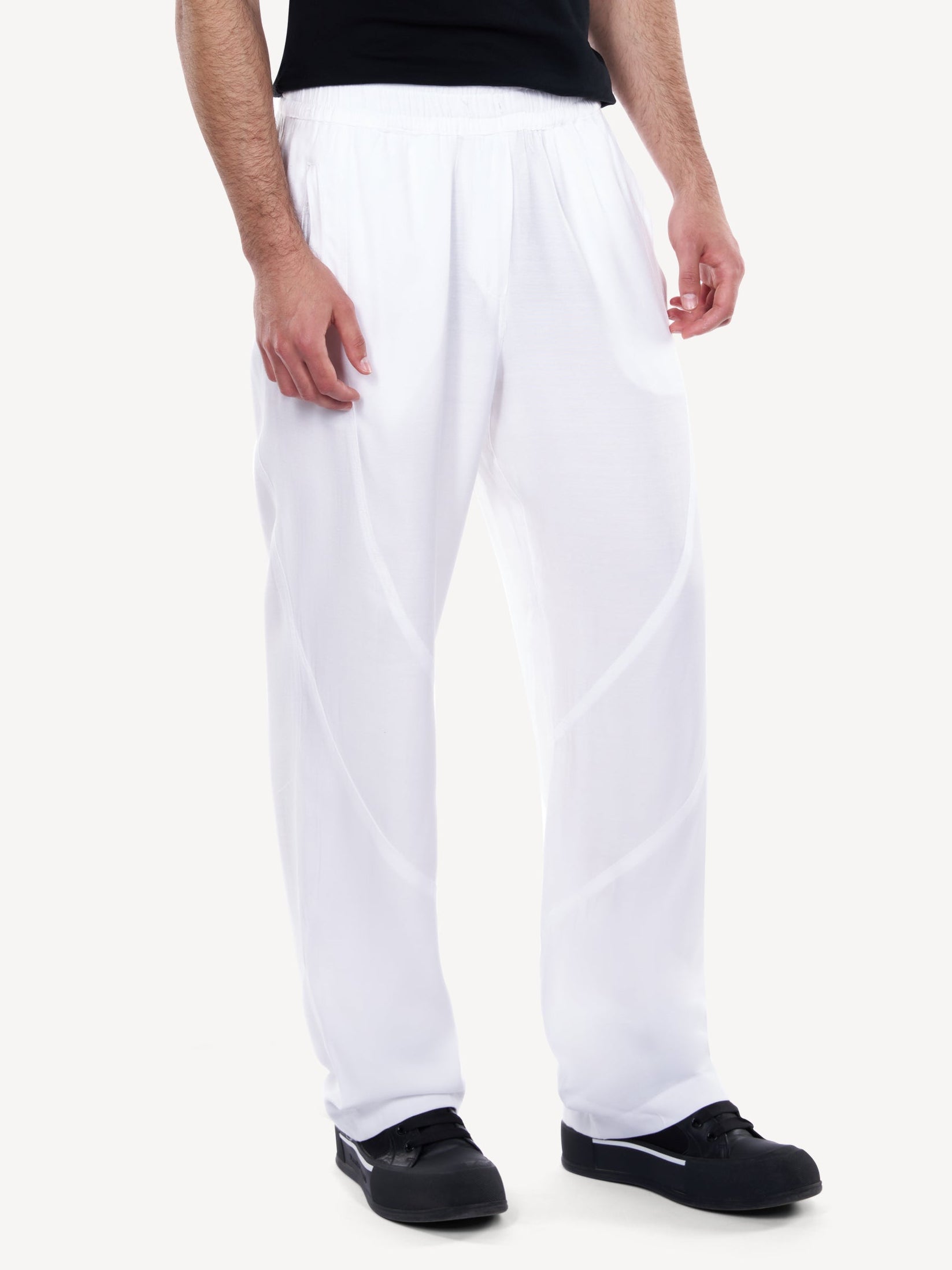 Pantaloni din in alb