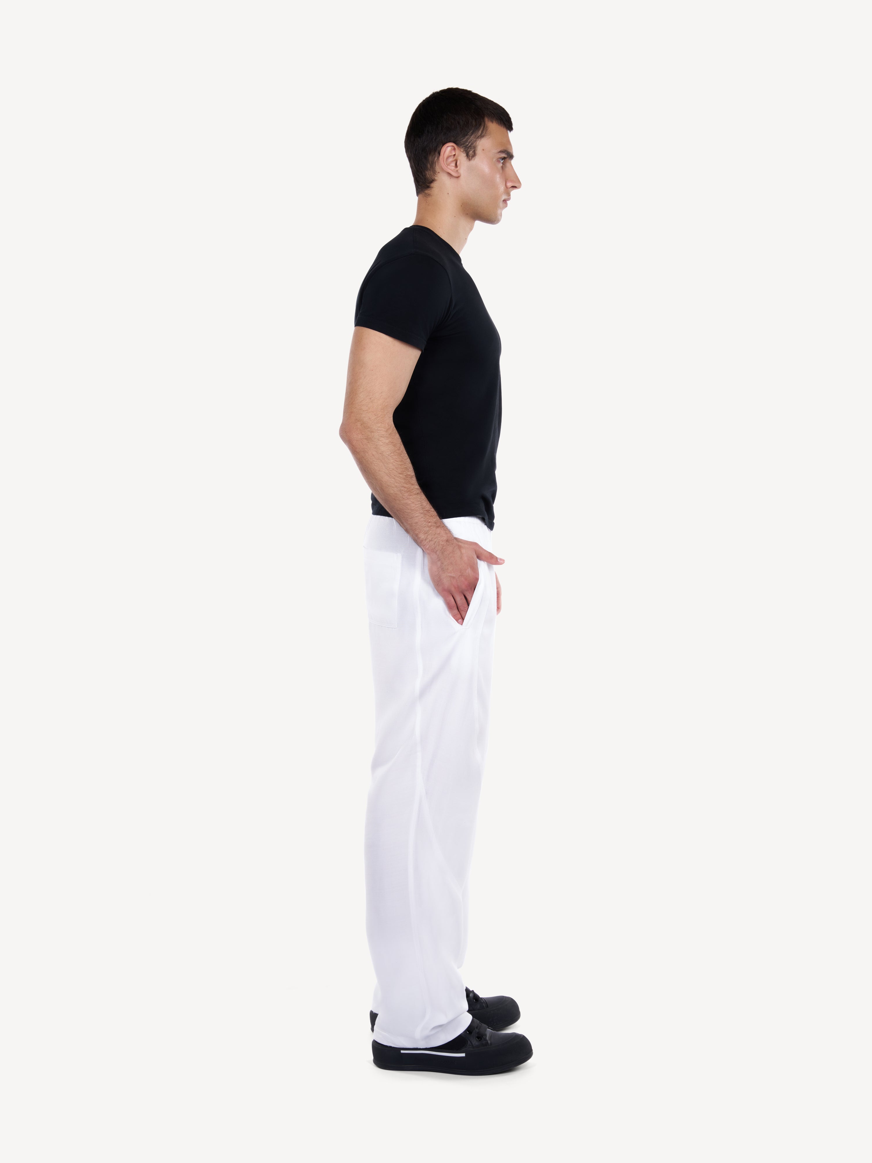 Pantaloni din in alb