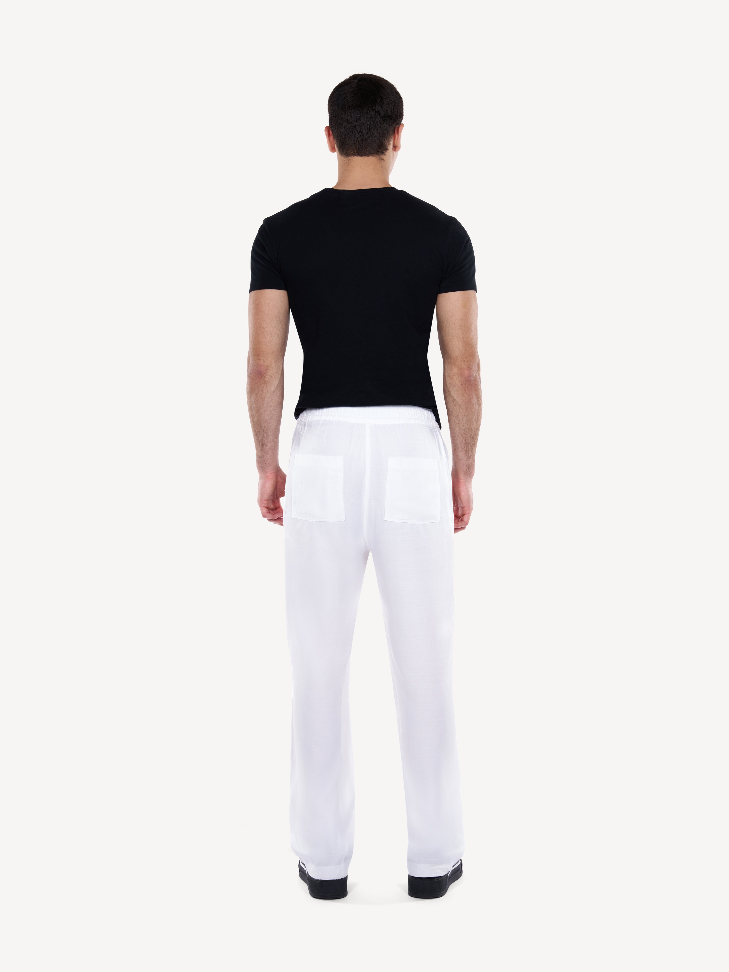 Pantaloni din in alb