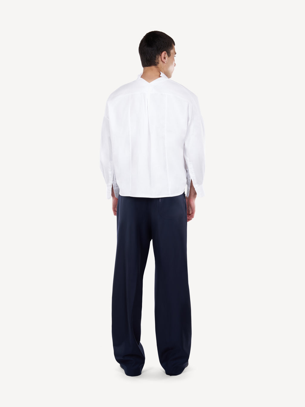Pantaloni Wide-Leg Bleumarin cu Nasturi Aparenti