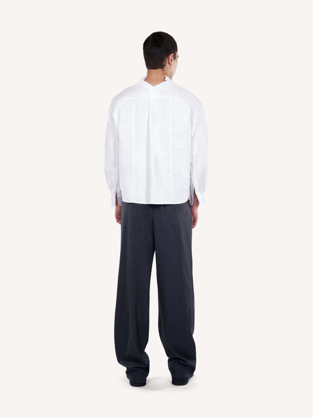 Pantaloni Wide-Leg Grafit cu Nasturi Aparenti