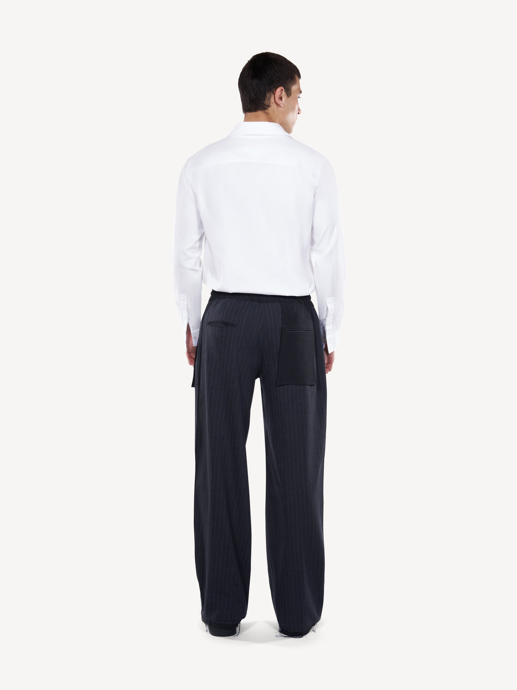 Pantaloni Wide-Leg Cu Dungi Si Buzunare Patch Oversized