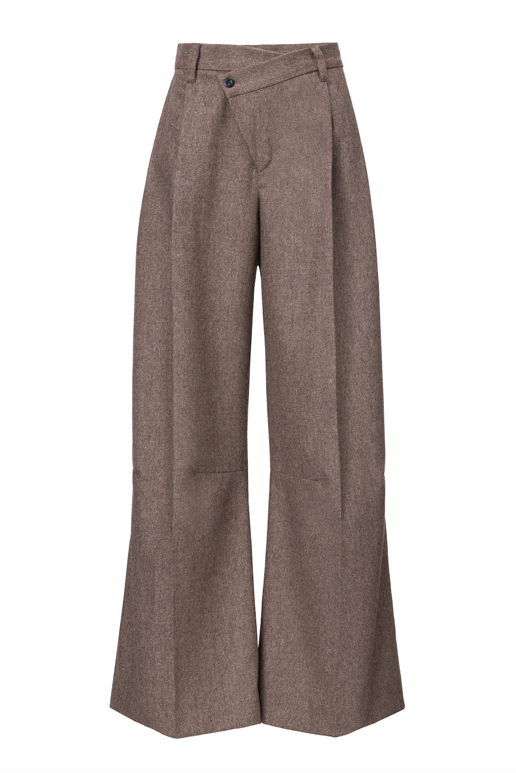 Pantaloni Gri Taupe cu Pense Frontale, din Lana