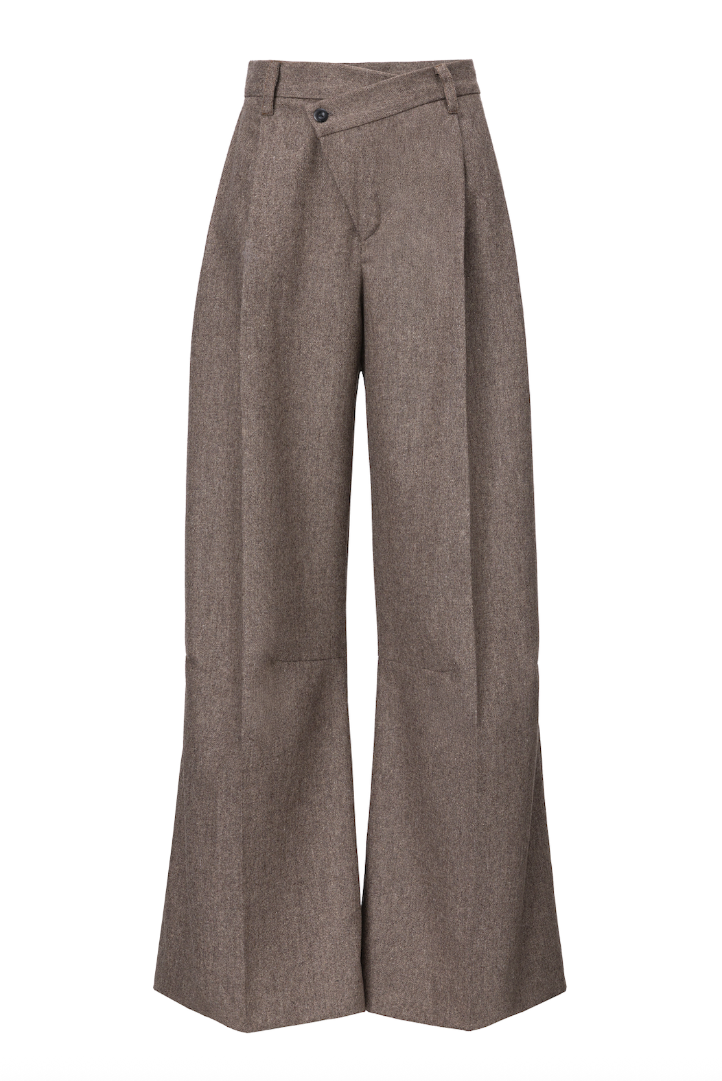 Pantaloni Gri Taupe cu Pense Frontale, din Lana